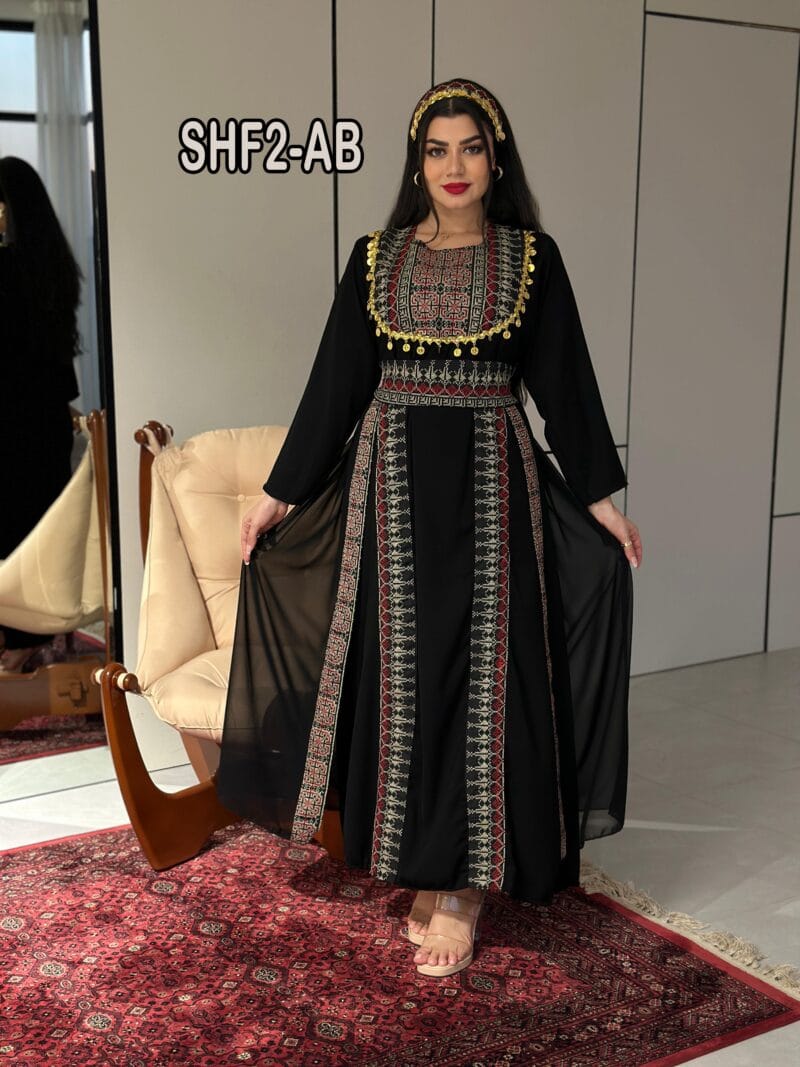 ⁦فستان كريب طبقات تطريز⁩ - الصورة ⁦4⁩