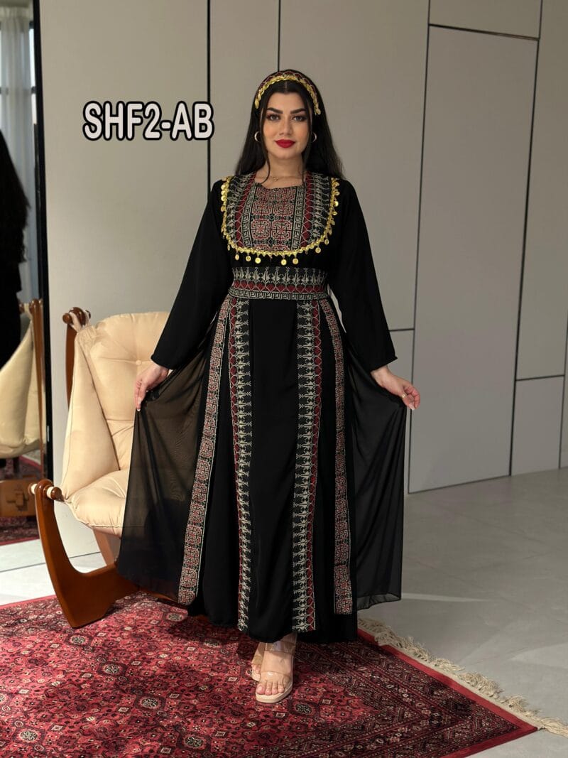 ⁦فستان كريب طبقات تطريز⁩ - الصورة ⁦3⁩
