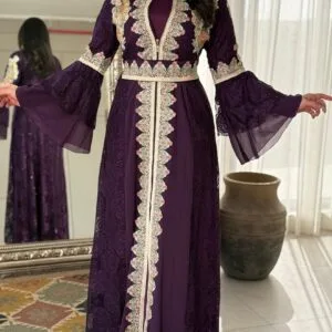 فستان دانتيل تطريز كامل