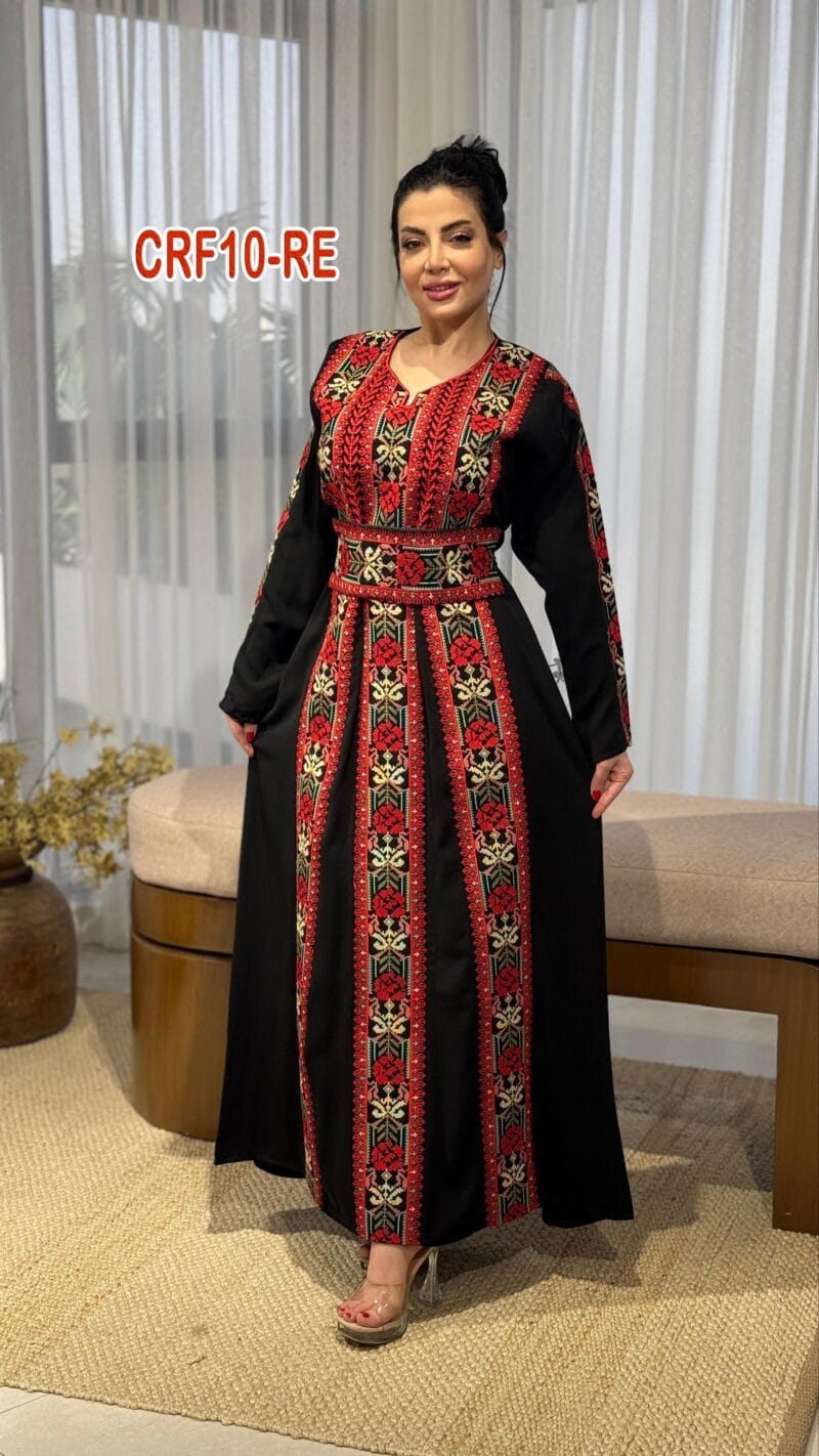 ⁦فستان عروق تطريز كريب⁩ - الصورة ⁦2⁩