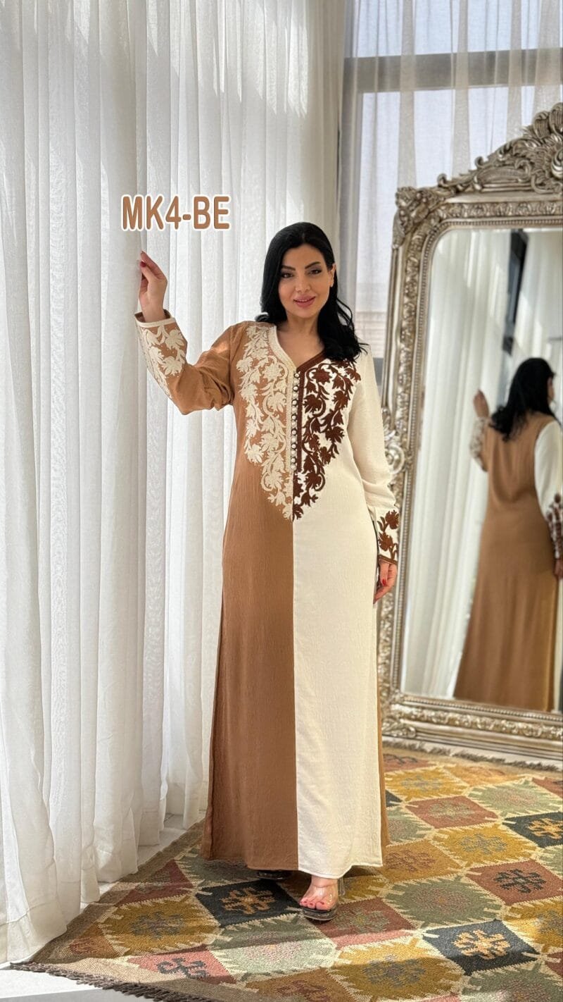 ⁦جلابية لينن تطريز لونين⁩ - الصورة ⁦8⁩