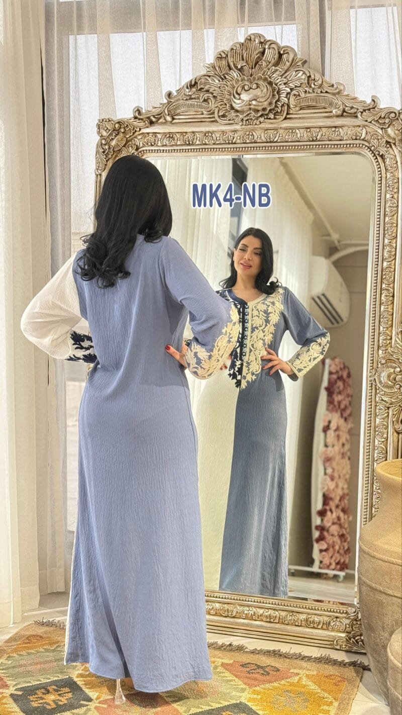 ⁦جلابية لينن تطريز لونين⁩ - الصورة ⁦5⁩