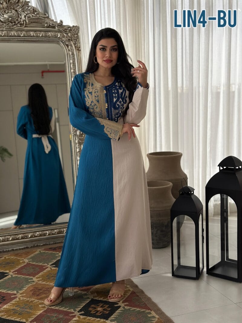 ⁦جلابية تطريز لونين⁩ - الصورة ⁦3⁩