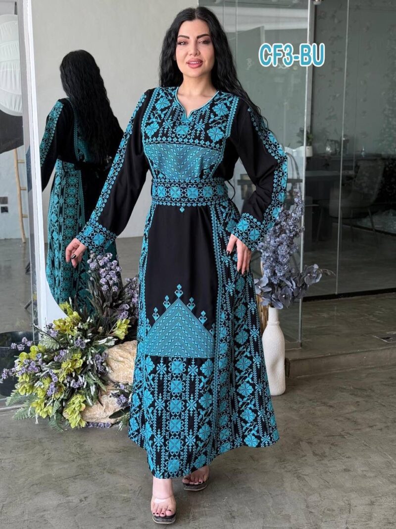⁦فستان كريب فلاحي تطريز⁩ - الصورة ⁦7⁩