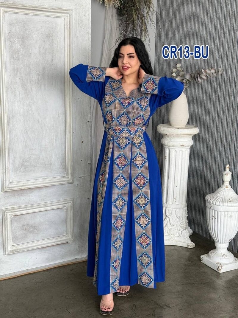 فستان كريب عروق عريضة