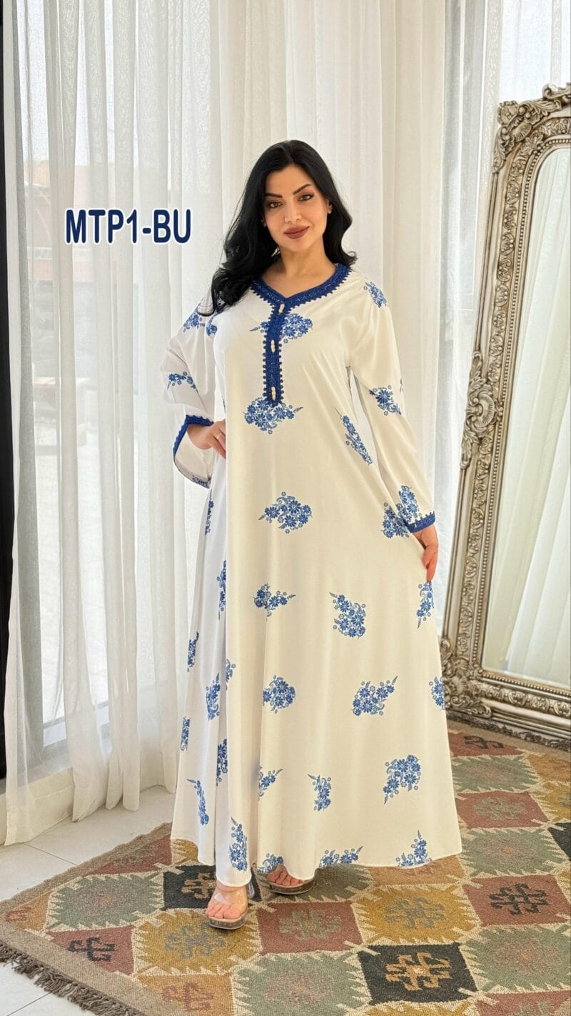 جلابية مطبع تطريز كامل