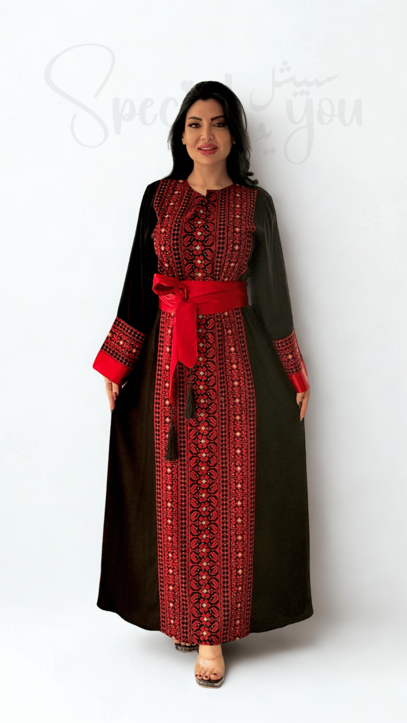 فستان كريب تطريز فلسطيني