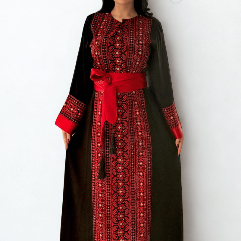 فستان كريب تطريز فلسطيني