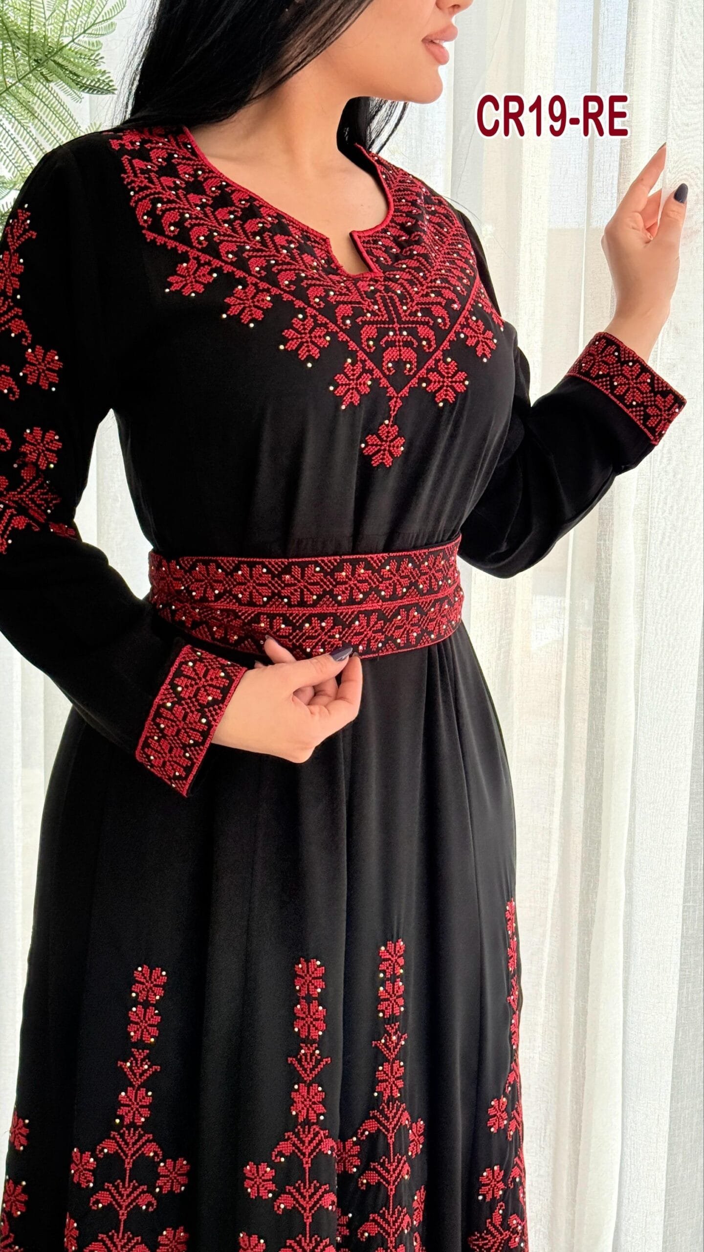 جلابية كريب سنابل تطريز