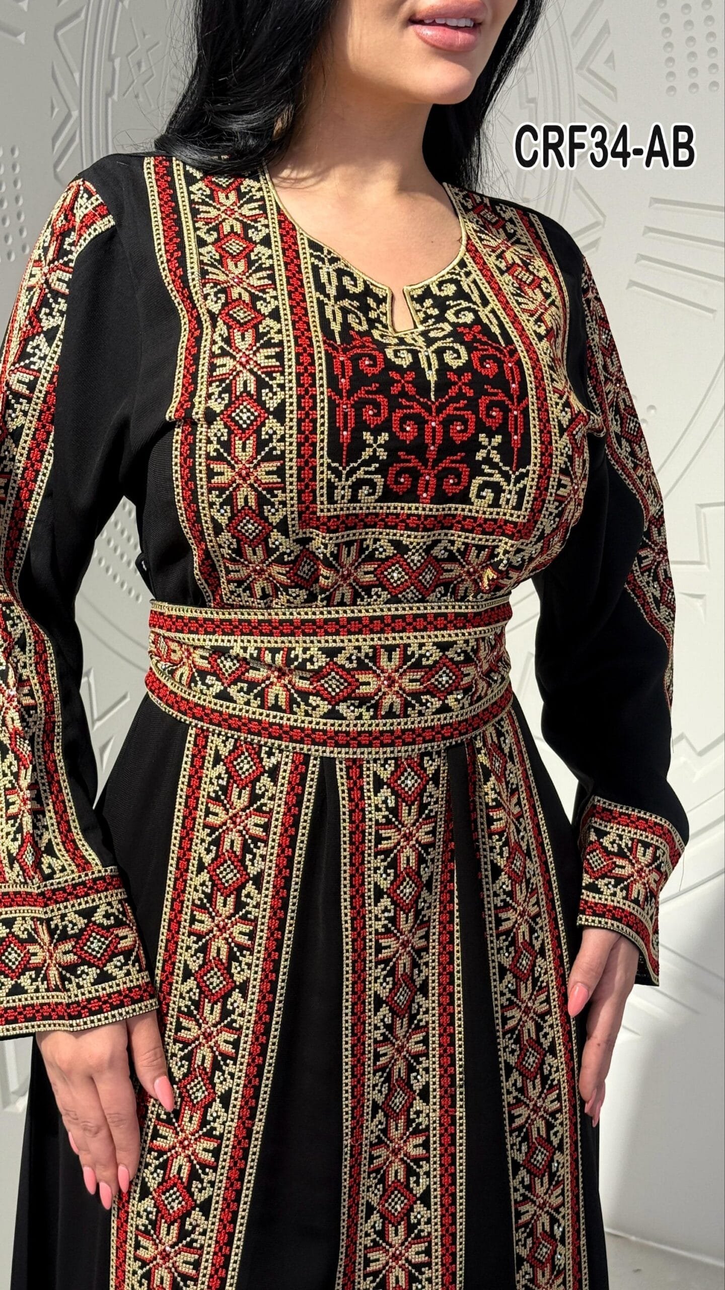 جلابية كريب عروق تطريز