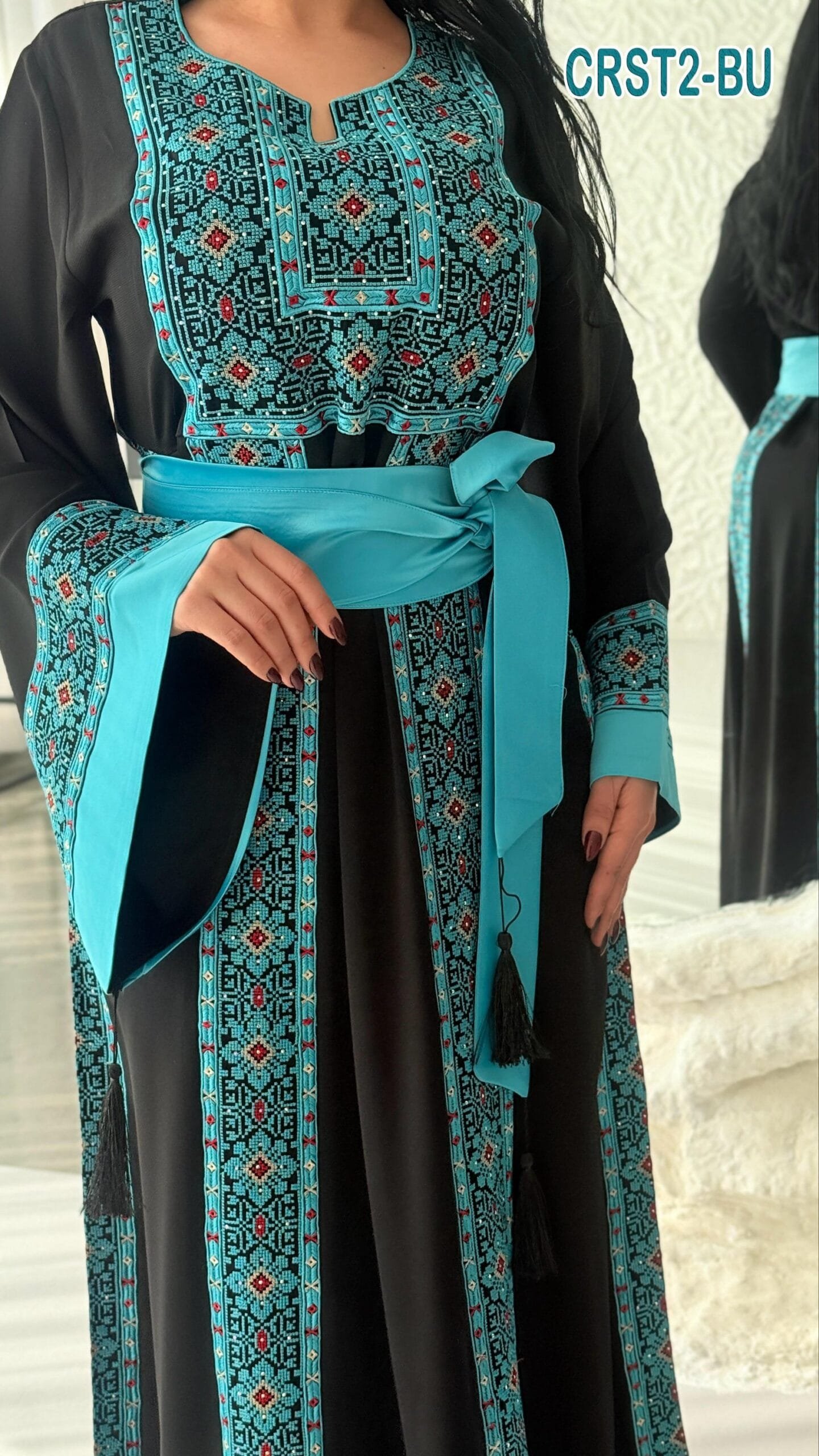 فستان تطريز فلسطيني كريب